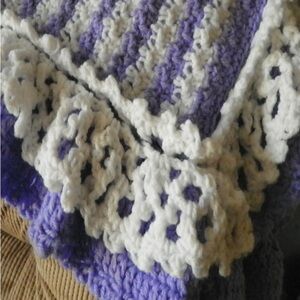 Beautiful Blanket or Adult Throw has Beautiful Edging 45”x56” Hand Crochet
